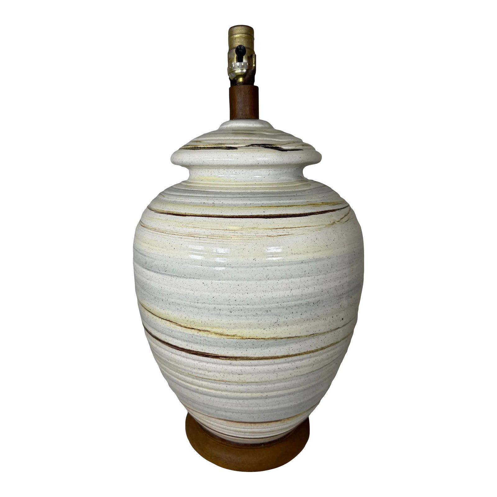 Mid-Century Modern "Beehive" Sgraffito Stoneware Lamp Attributed to Mart: This bespoke Turtle and Crane discovery is a textbook example of American Studio Pottery at its finest. Confidently attributed to the legendary duo Gordon and Jane Martz for Marshall Studios