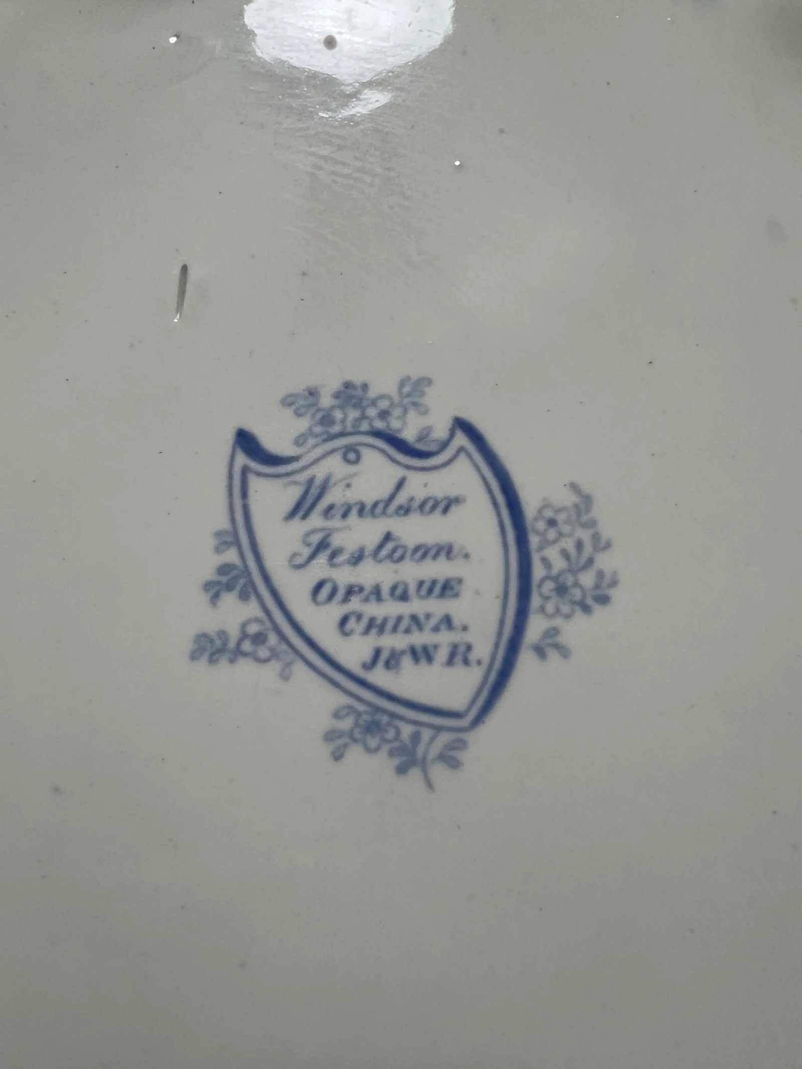 Antique English Staffordshire Blue Transfer Decorated Soup Tureen "Windsor Festoon" - 12