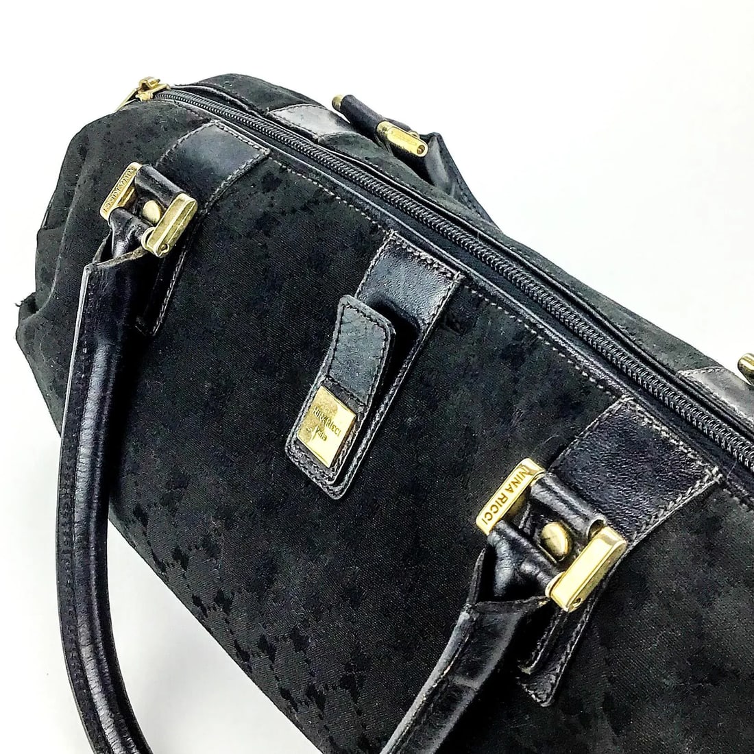 Nina Ricci Signature Canvas Top Handle Boston Bowling Bag - 4