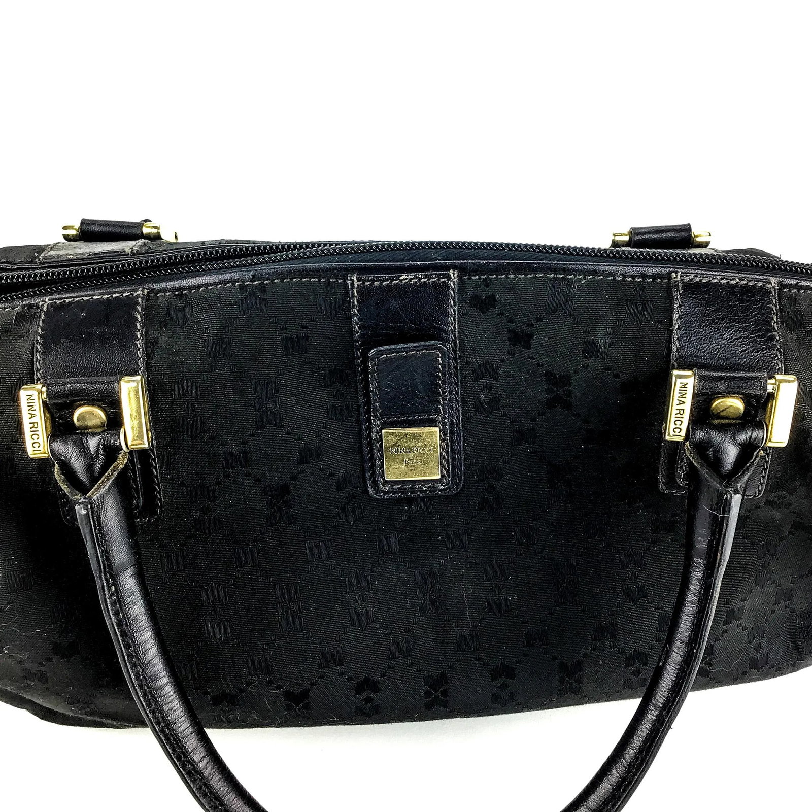 Nina Ricci Signature Canvas Top Handle Boston Bowling Bag - 9