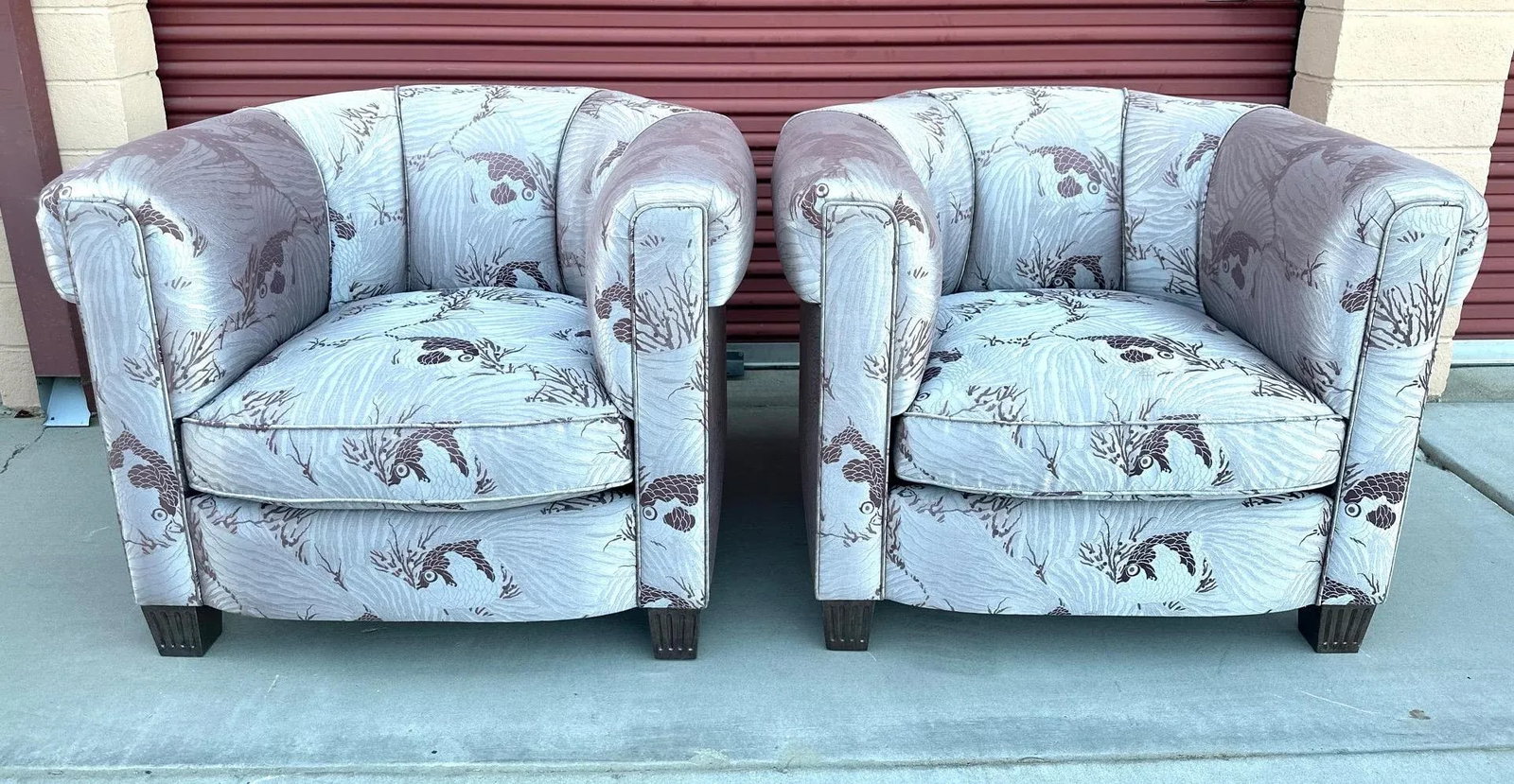 Vintage Pair of Scalamandre Silk Damask Club Chairs - 3