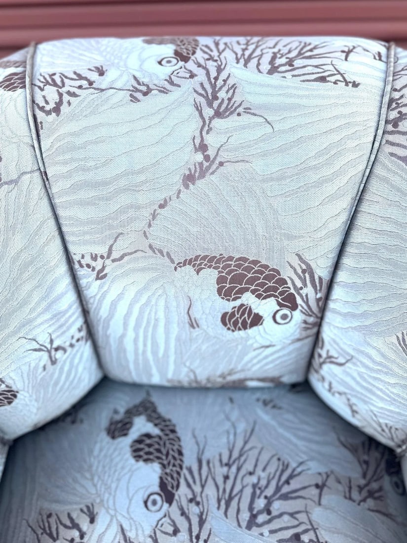 Vintage Pair of Scalamandre Silk Damask Club Chairs - 8