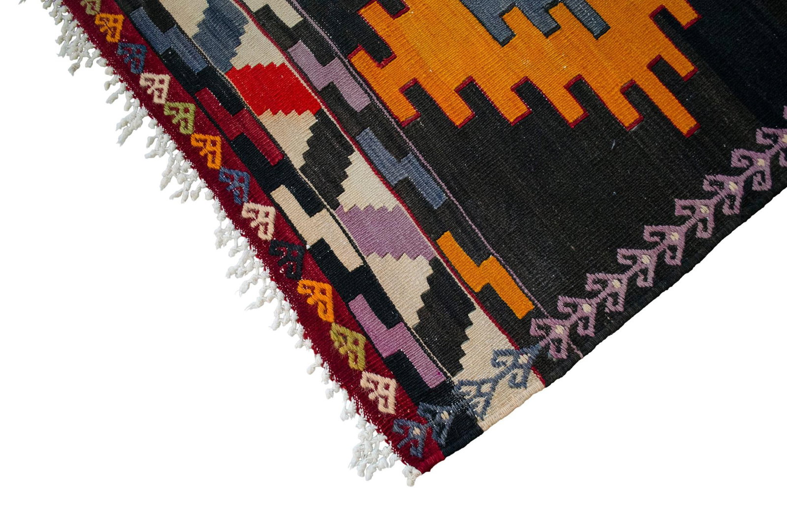 Vintage Handwoven Turkish Kilim Flat Weave Rug – Collector's Boho Decor & Farmhouse Statement - 12