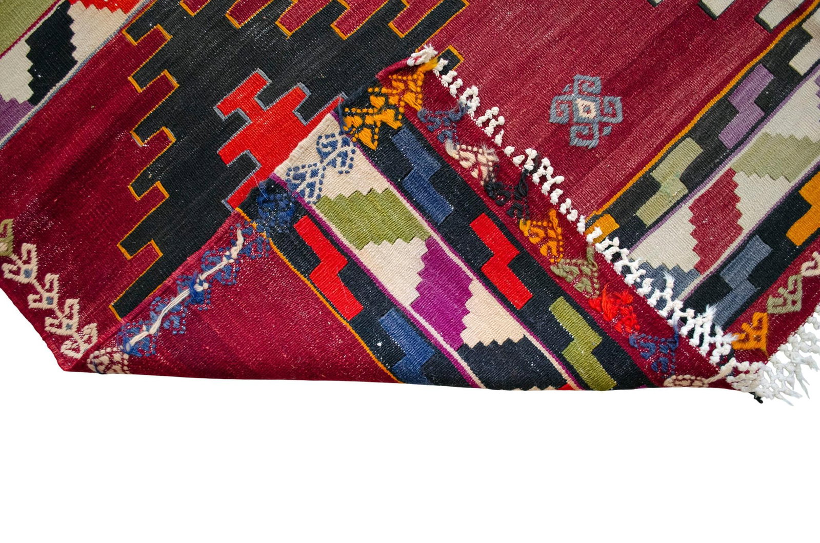 Vintage Handwoven Turkish Kilim Flat Weave Rug – Collector's Boho Decor & Farmhouse Statement - 13