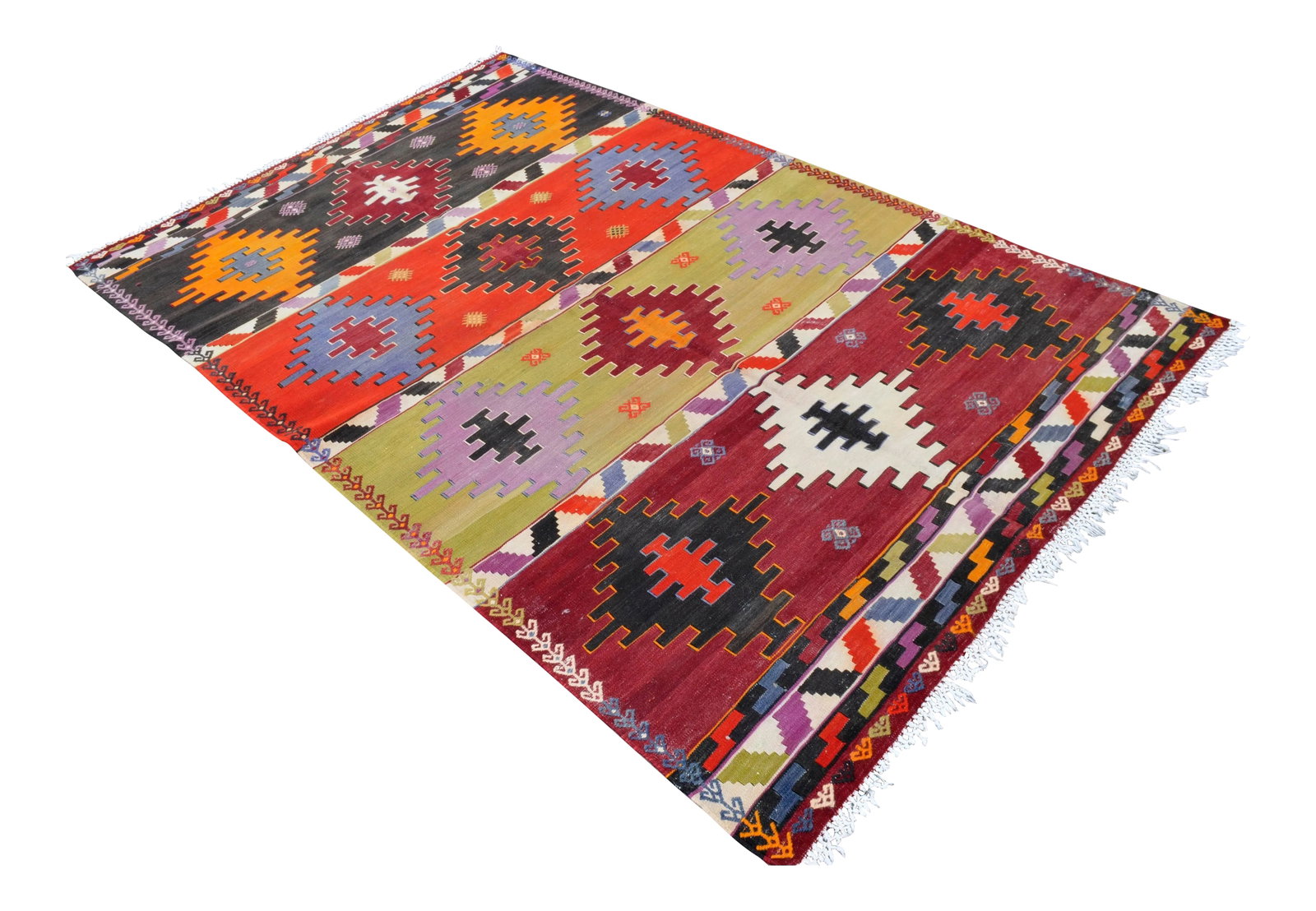 Vintage Handwoven Turkish Kilim Flat Weave Rug – Collector's Boho Decor & Farmhouse Statement (1 of 14)