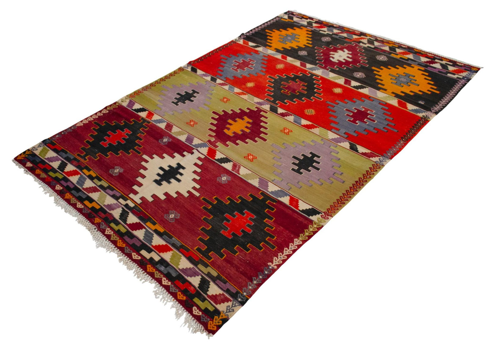 Vintage Handwoven Turkish Kilim Flat Weave Rug – Collector's Boho Decor & Farmhouse Statement - 5