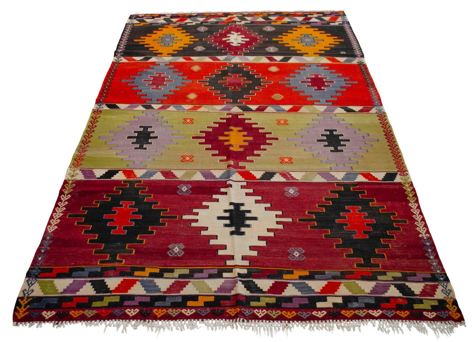 Vintage Handwoven Turkish Kilim Flat Weave Rug – Collector's Boho Decor & Farmhouse Statement - 6
