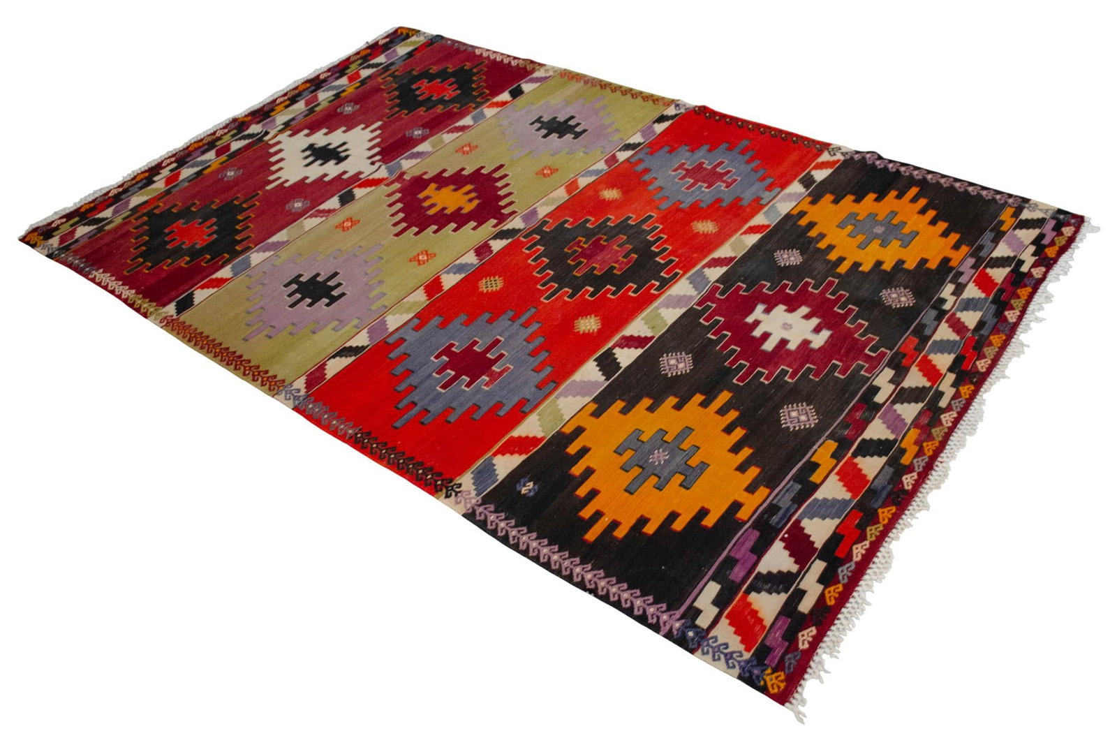 Vintage Handwoven Turkish Kilim Flat Weave Rug – Collector's Boho Decor & Farmhouse Statement - 9