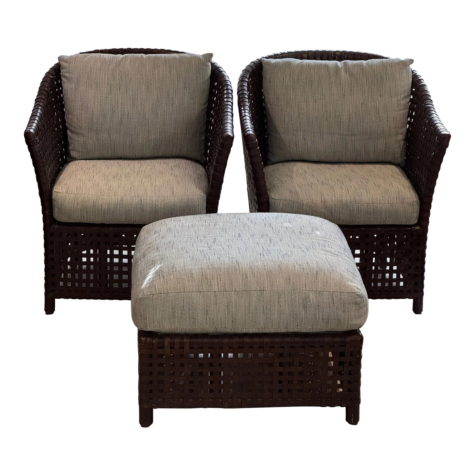 McGuire Antalya Laced Leather Club Chairs & Ottoman - 3 Pieces (1 of 7)