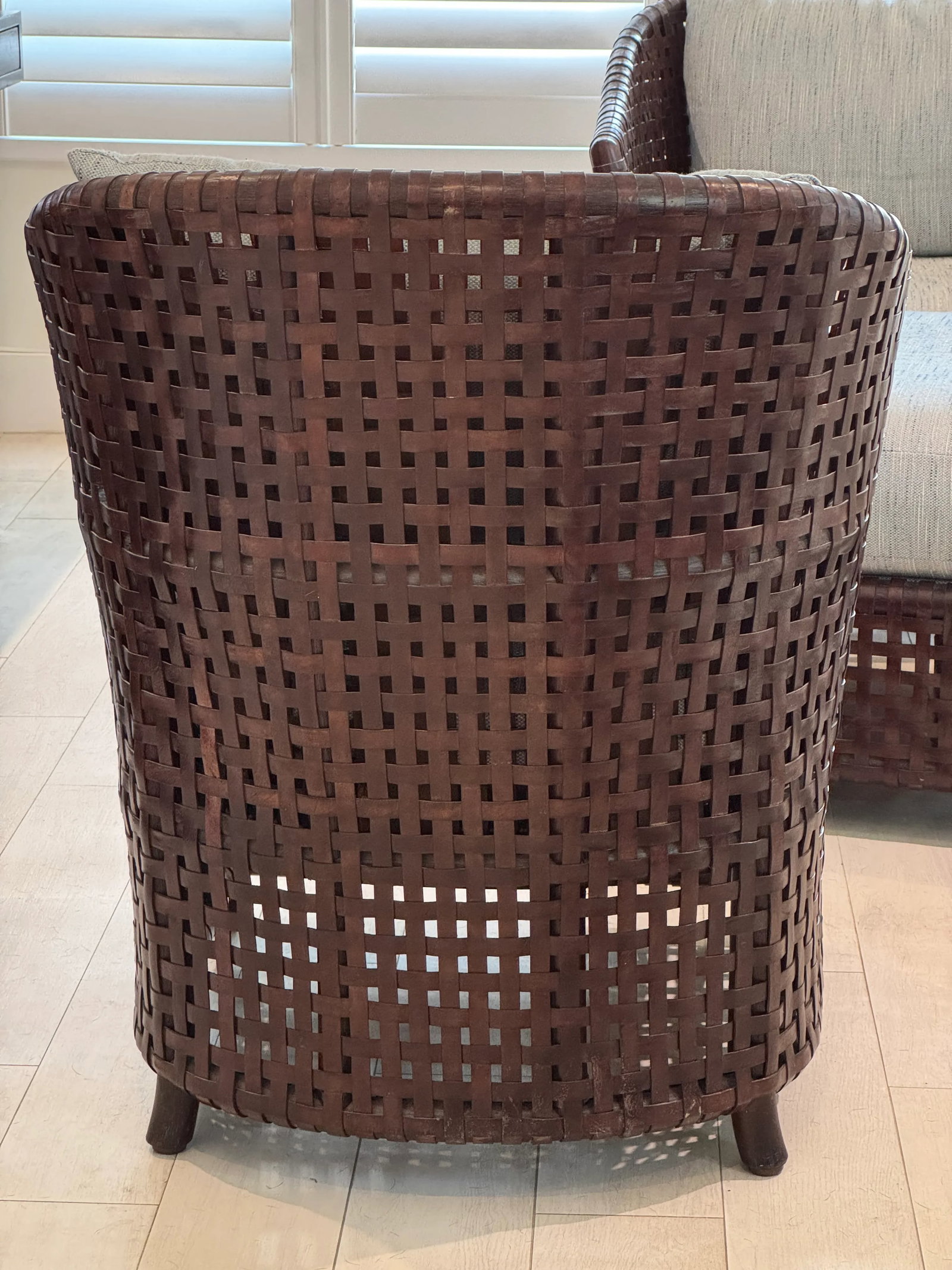 McGuire Antalya Laced Leather Club Chairs & Ottoman - 3 Pieces - 4