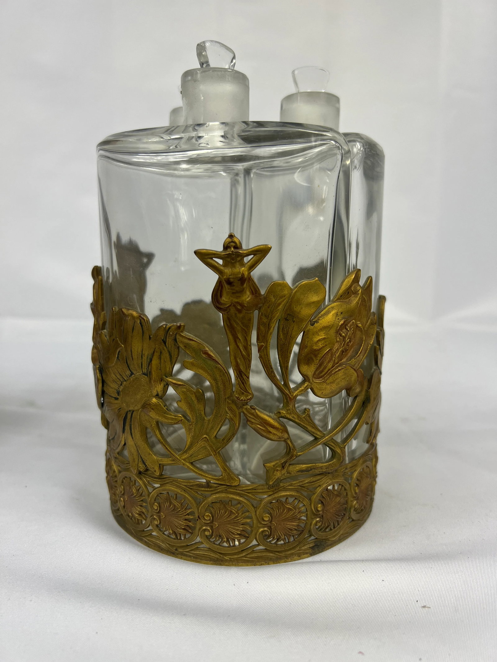 Fine Gentleman's Gilt Bronze Liquor and Cigar Set Art Nouveau Period C. 1900 - 11