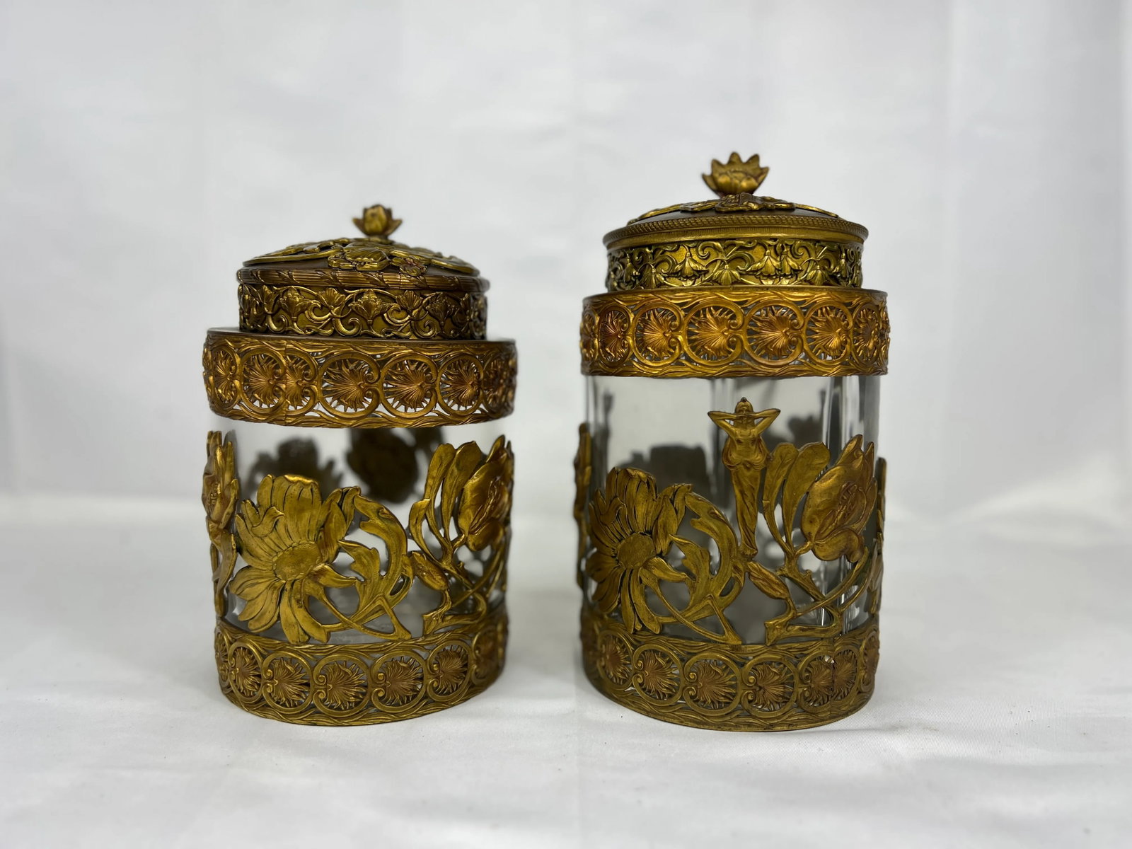 Fine Gentleman's Gilt Bronze Liquor and Cigar Set Art Nouveau Period C. 1900 - 6