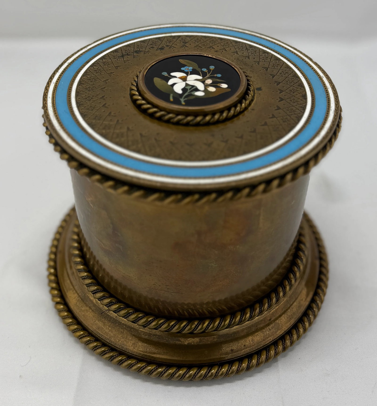Grand Tour Bronze, Two-Tone Enamel & Pietra Dura Dressing Box or Humidor C. 1880 - 2