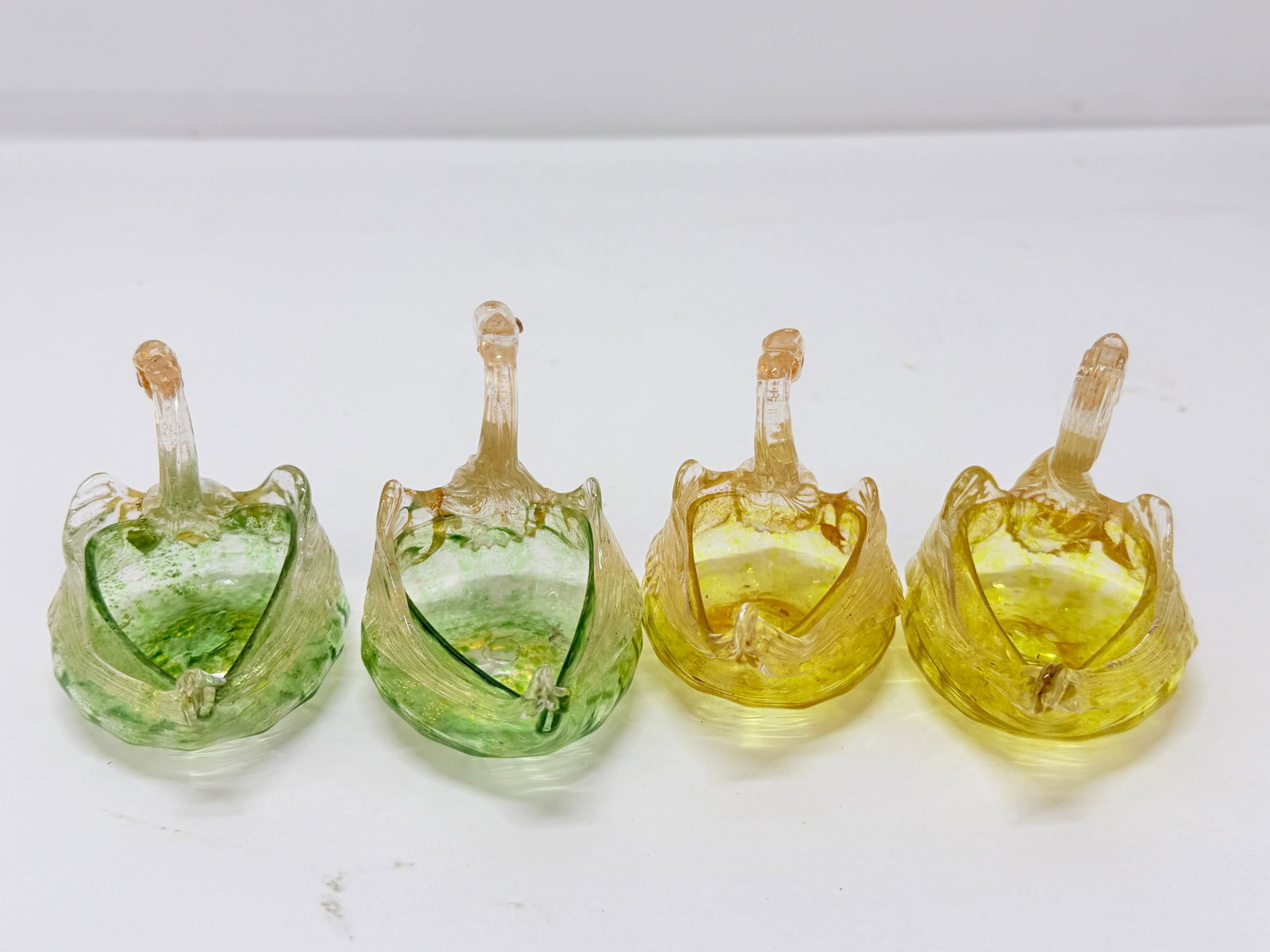 Set of 4, Mid Century Italian Murano Glass Swan Form Salt Cellars C. 1960 - 3