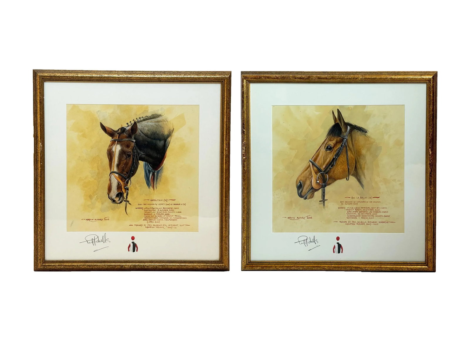 2000s "Napolitain" Vintage French Equestrian Watercolor Horse Painting by Martin Alford - 10