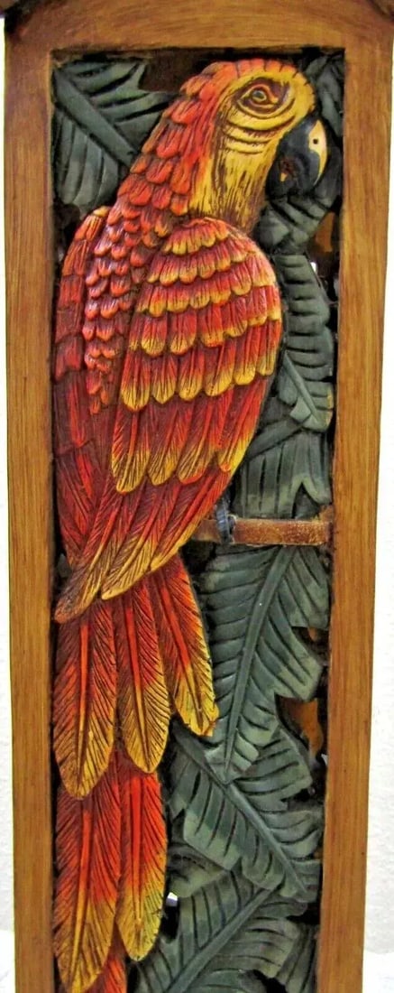 Matched Pair of Parrot Motif Table Lamps With Custom Linen Shades Attributed to Tommy Bahama - 11