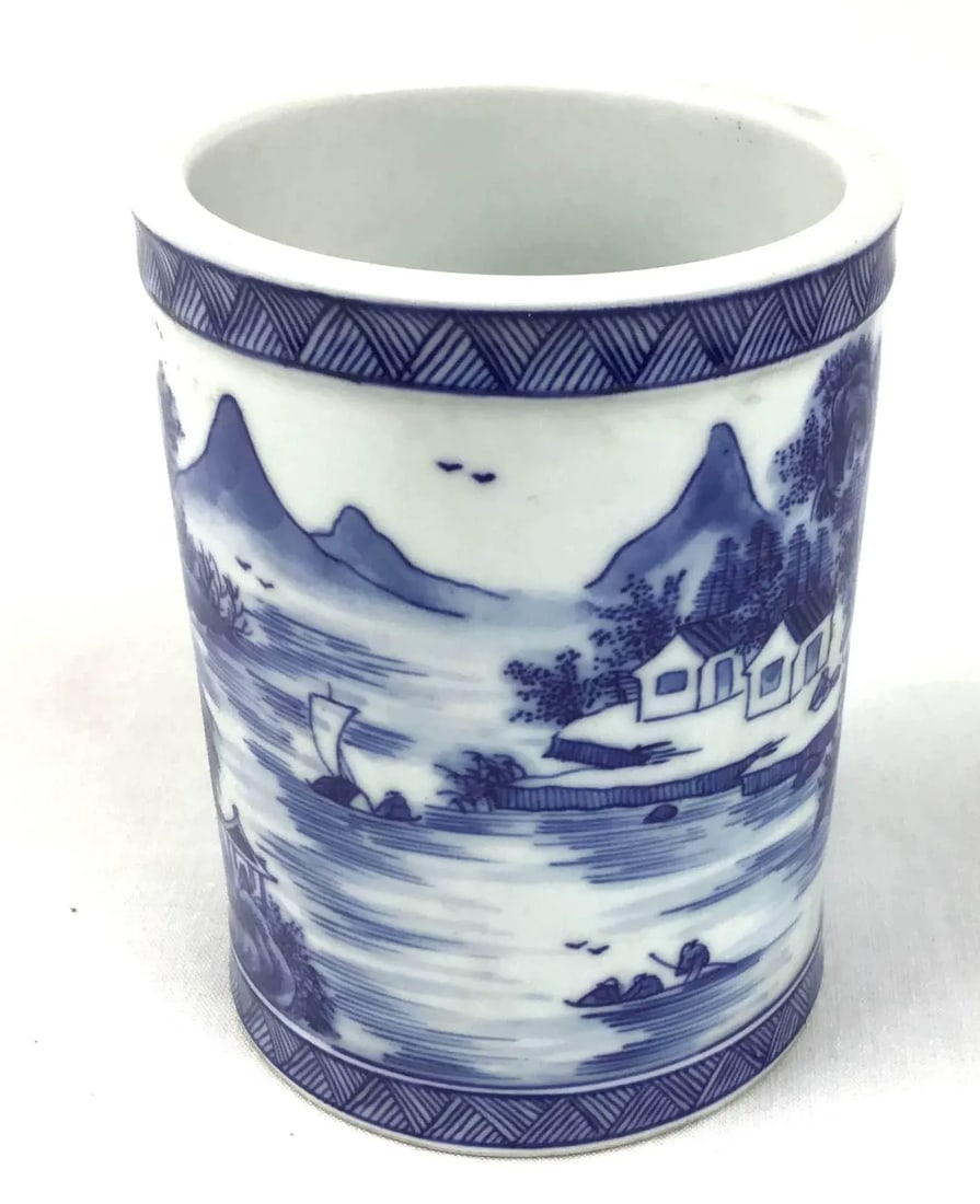 Antique Chinese Porcelain Brush Pot - 13