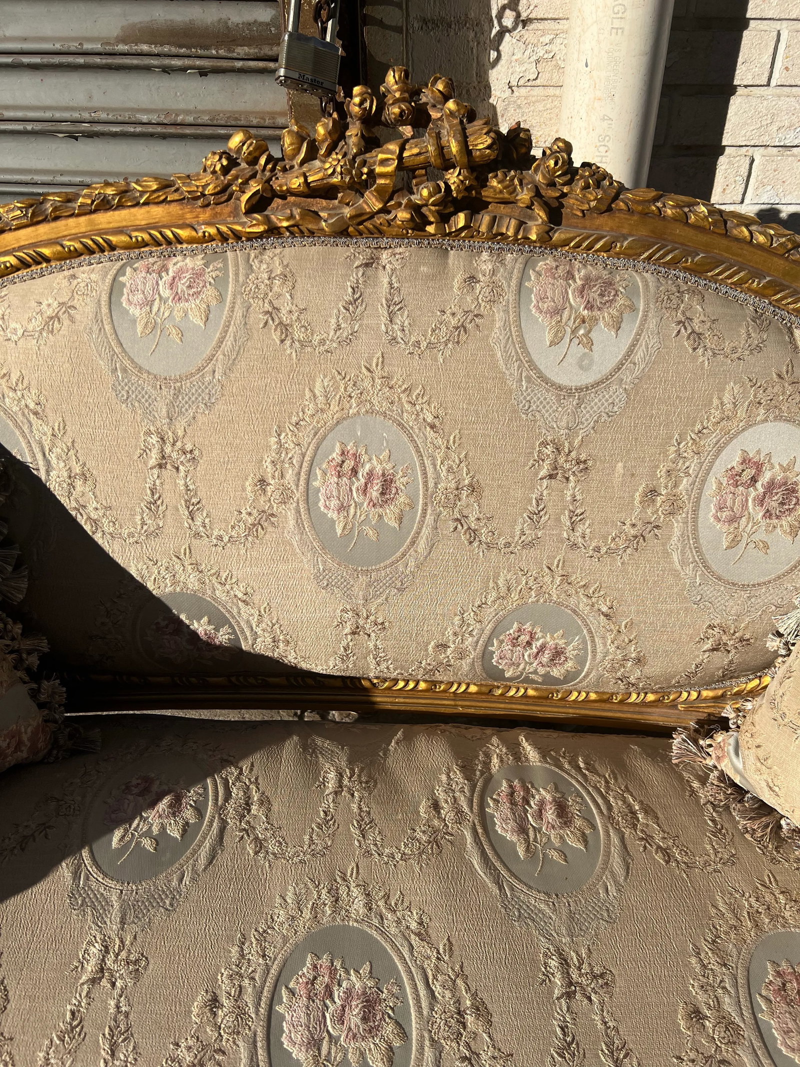 Vintage French Style Gold Leaf Loveseat Sofa - 6