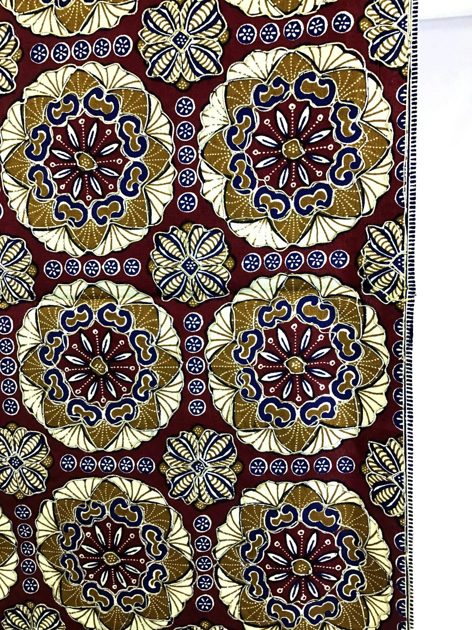 Vintage Indonesian Hand Woven Gold Wax Overprint Batik Textile - 2