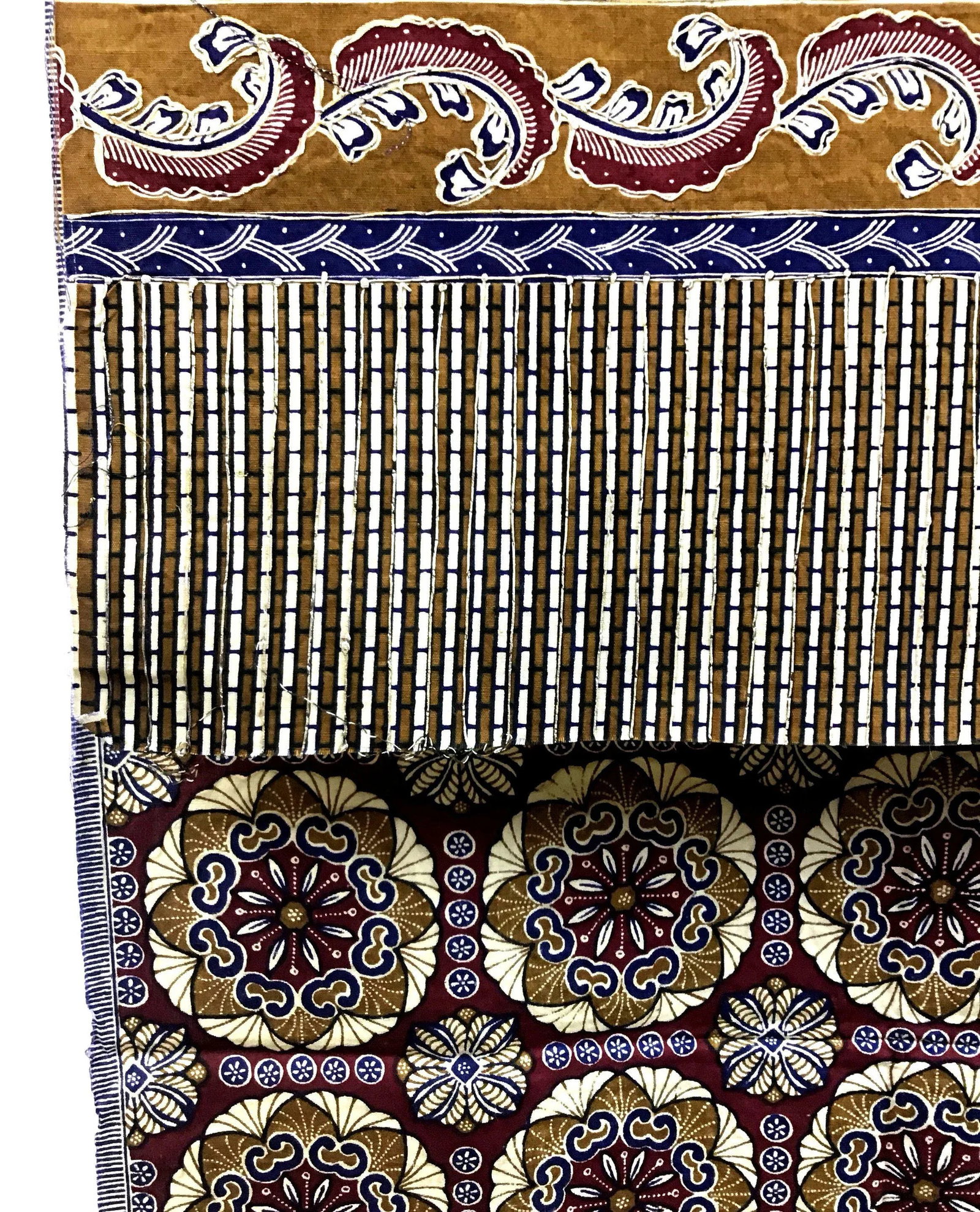Vintage Indonesian Hand Woven Gold Wax Overprint Batik Textile - 3