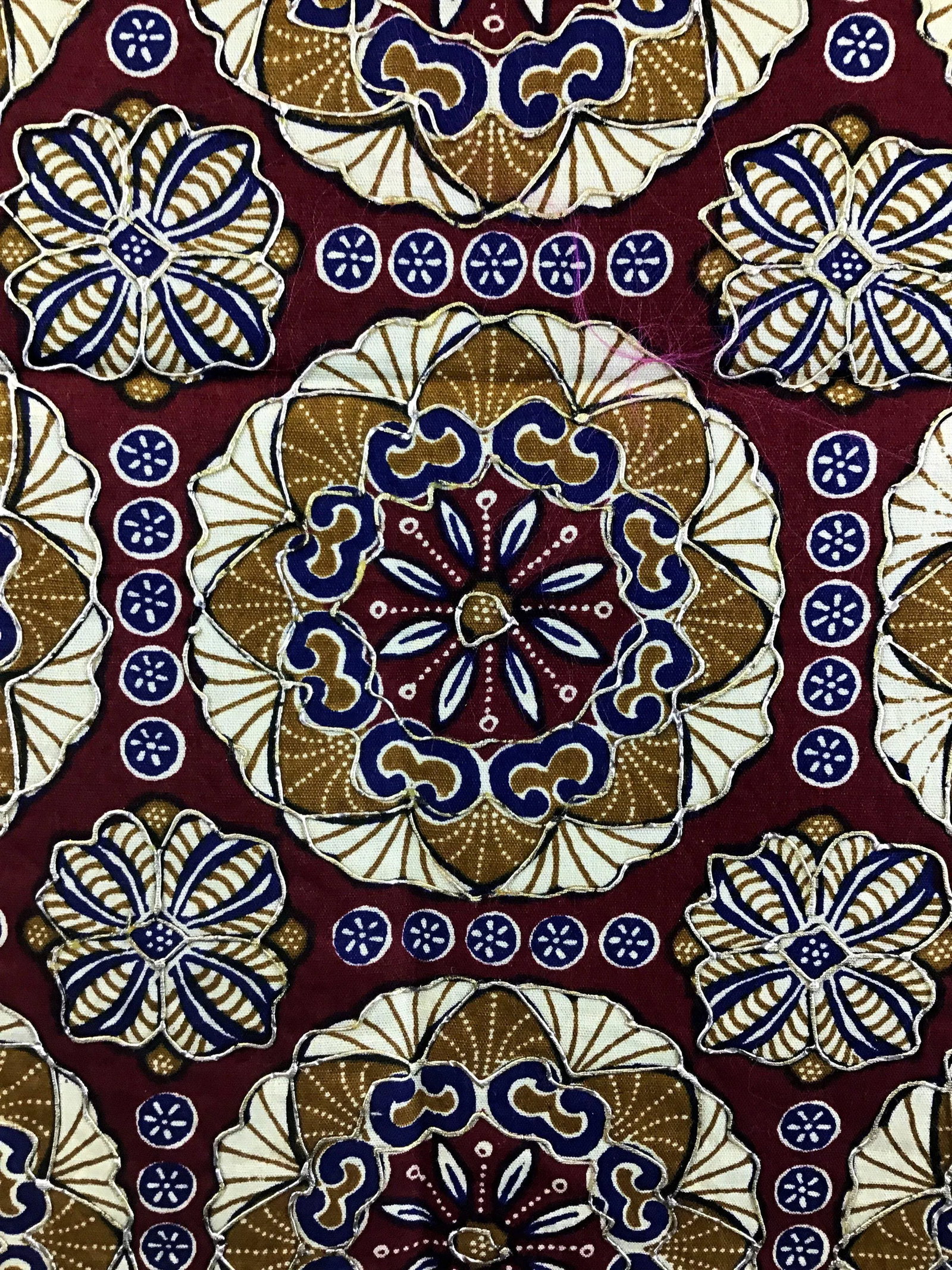 Vintage Indonesian Hand Woven Gold Wax Overprint Batik Textile - 5
