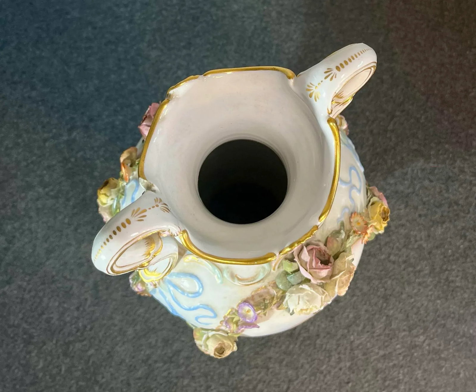 Antique Meissen Decorative Porcelain Handled Vase - 11