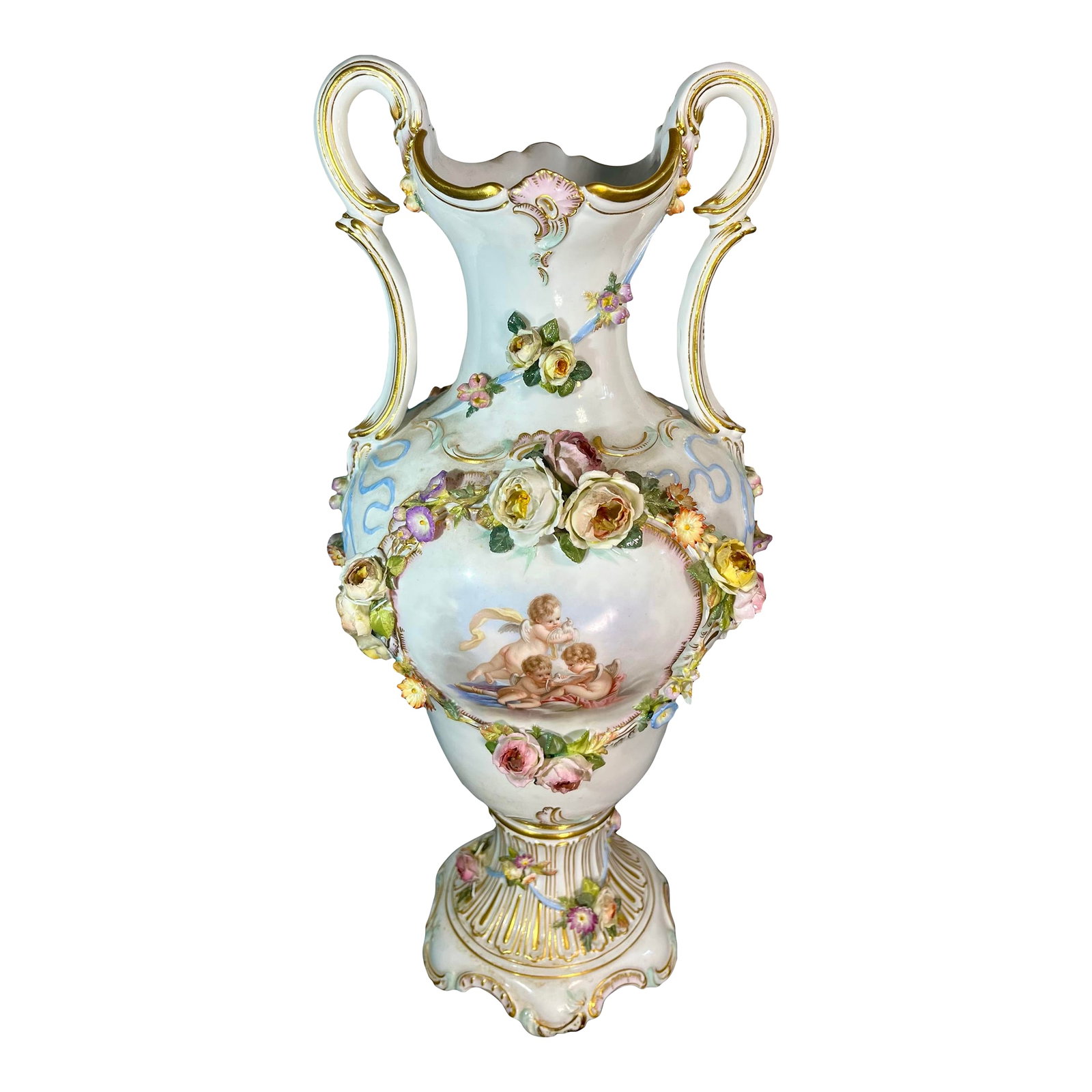 Antique Meissen Decorative Porcelain Handled Vase (1 of 12)