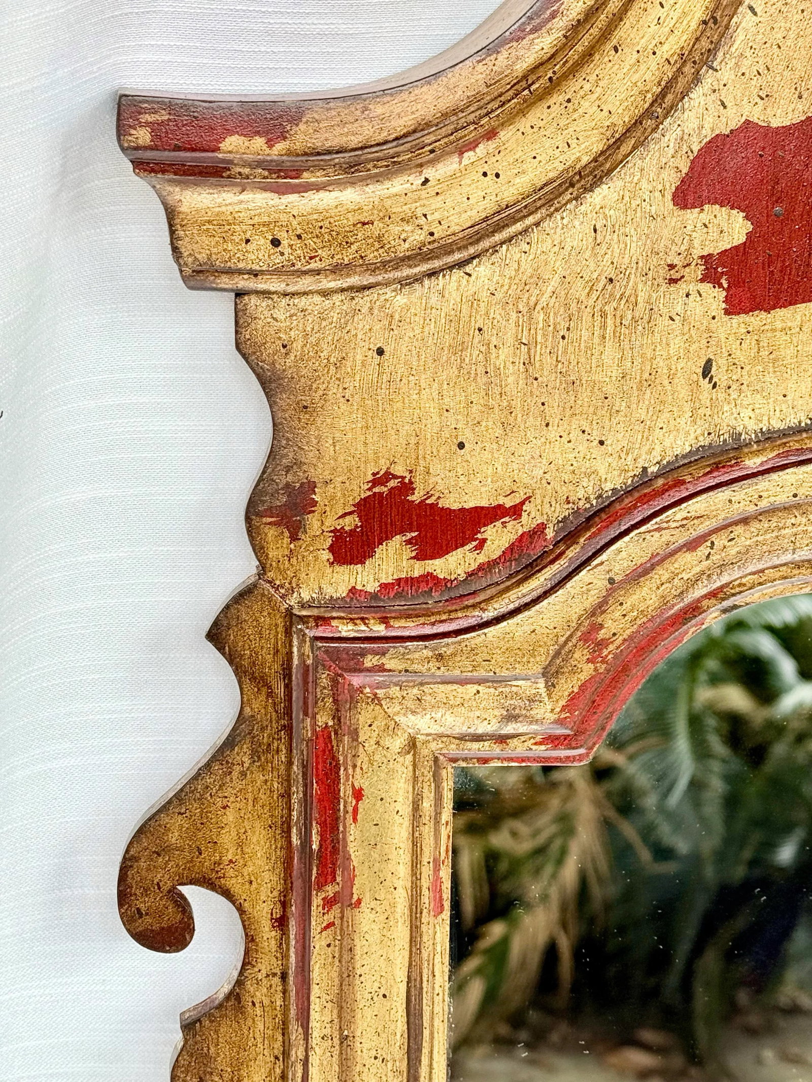 Vintage Regency Style Red Parcel Gilt Chippendale Wall Mirror Inspired by Tony Duquette and LaBarge - 8