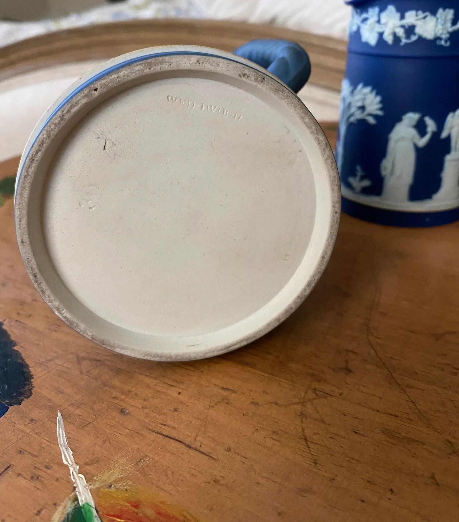 Antique Blue & White Wedgwood Porcelain Coffee Breakfast Service- 5 Pieces - 12
