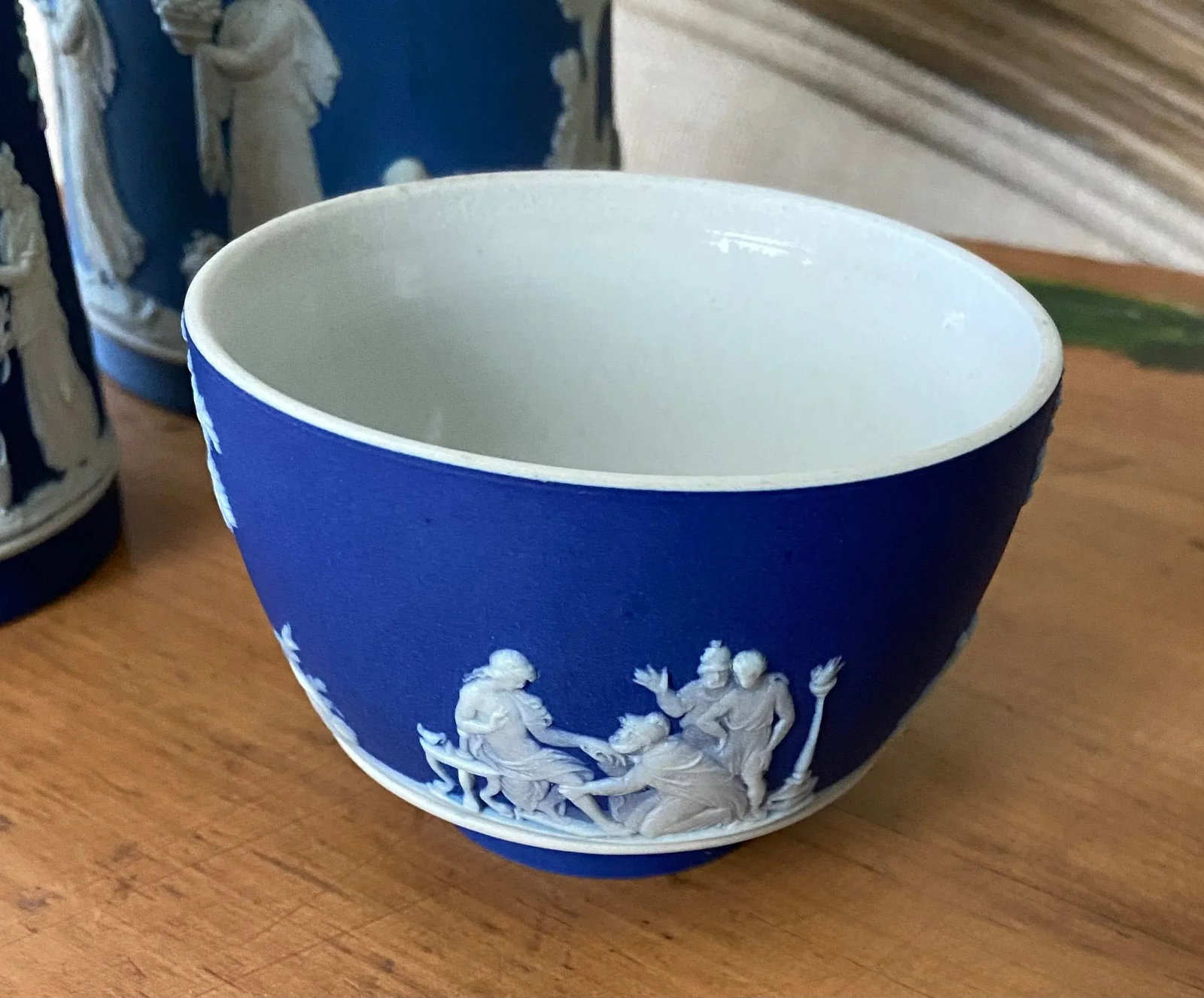 Antique Blue & White Wedgwood Porcelain Coffee Breakfast Service- 5 Pieces - 2