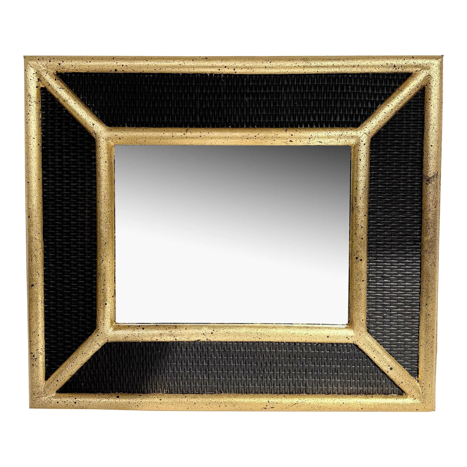 Vintage Mid-Century Customized Black Hand Gilt Wicker and Rattan Wall Mirror in the Style of Karl Sp: Imagine transforming your space with this exquisite vintage mid-century wall mirror, a stunning piece that seamlessly combines style and elegance. This newly customized mirror features a striking