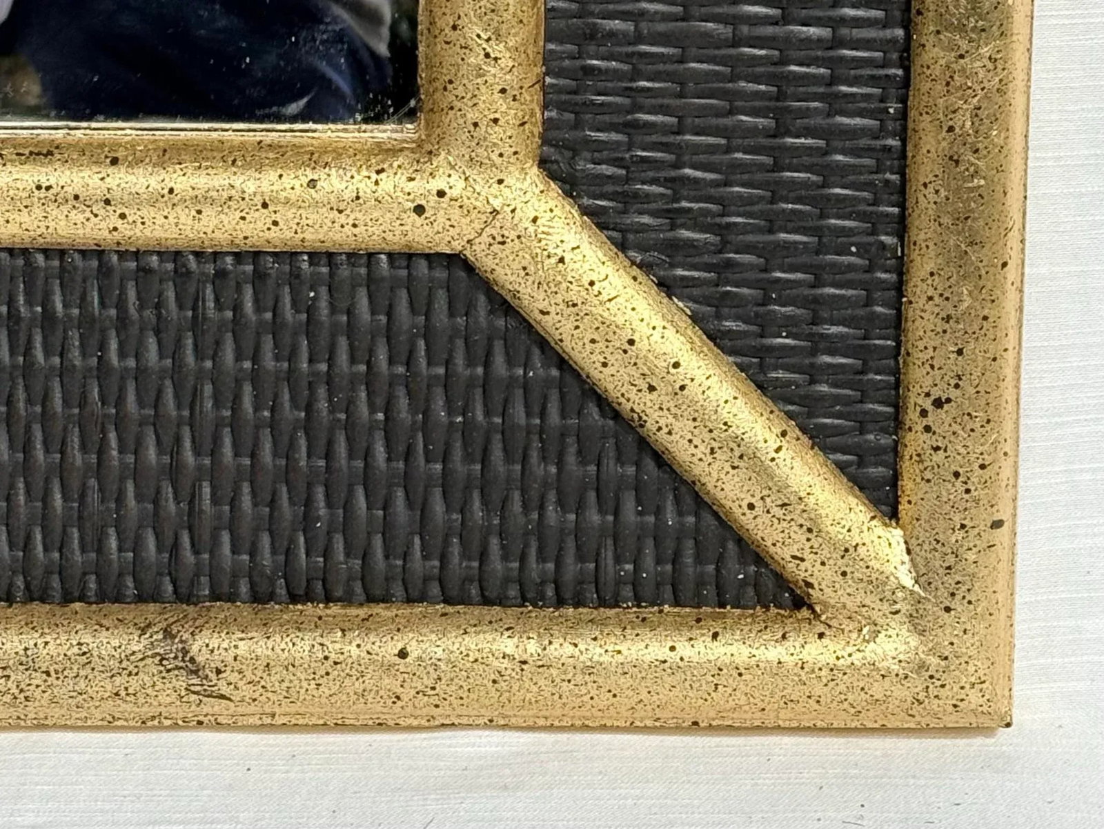 Vintage Mid-Century Customized Black Hand Gilt Wicker and Rattan Wall Mirror in the Style of Karl Sp - 3