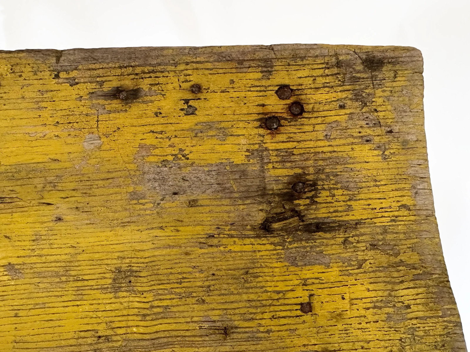 1950s Vintage Primitive Farmhouse Yellow Bench - 10