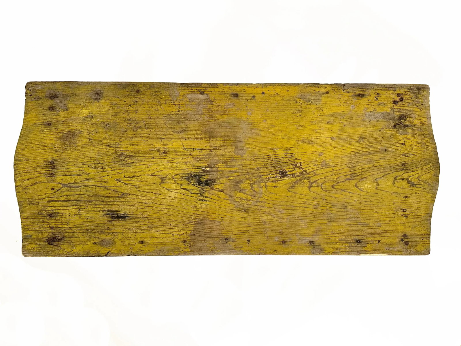 1950s Vintage Primitive Farmhouse Yellow Bench - 6