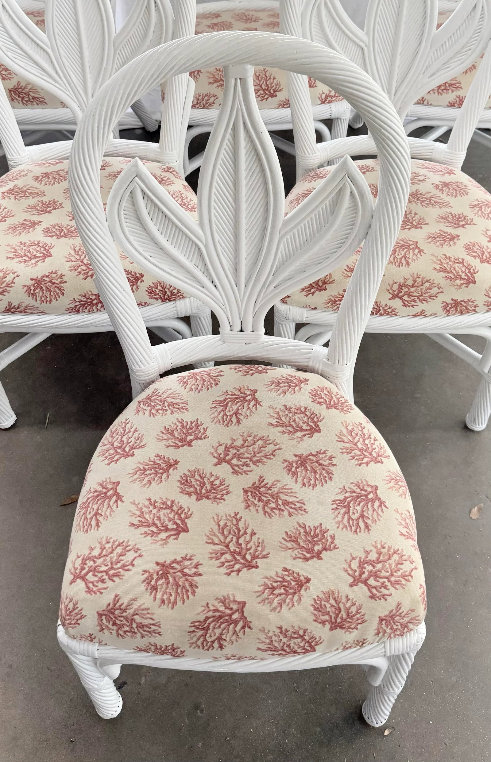 Vintage Newly Painted Palm Beach Regency Braided Rattan Dining Chairs - Set of 6 - 2