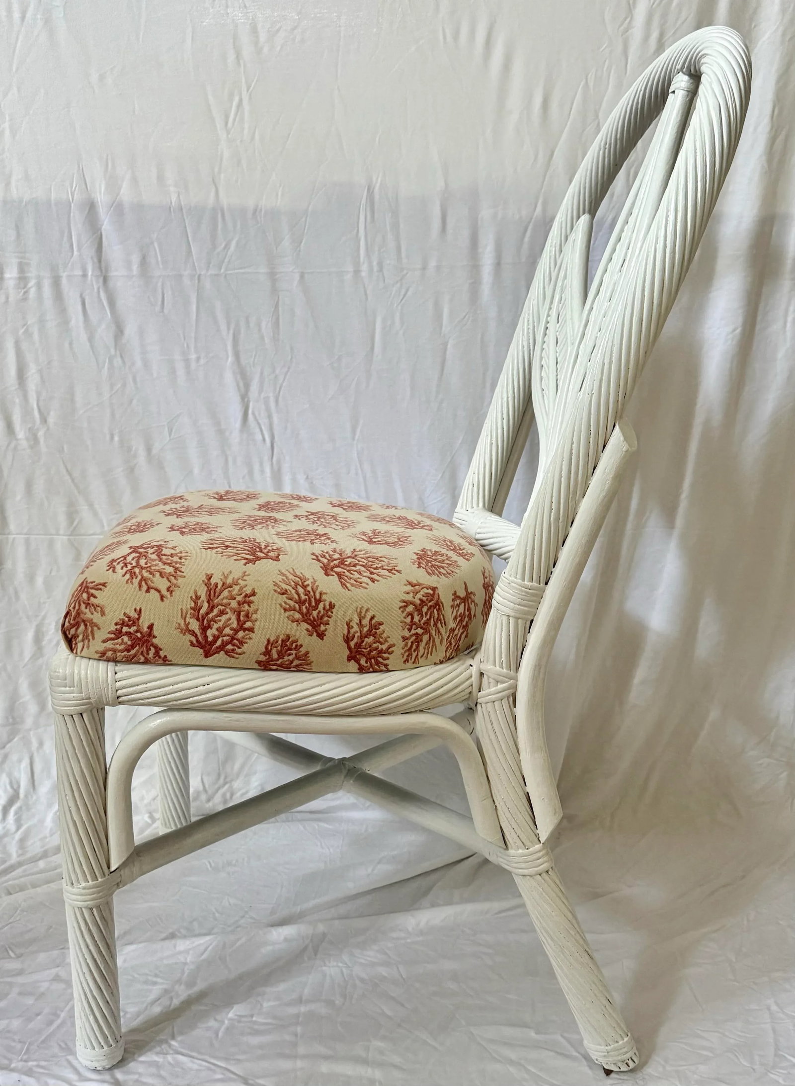 Vintage Newly Painted Palm Beach Regency Braided Rattan Dining Chairs - Set of 6 - 6