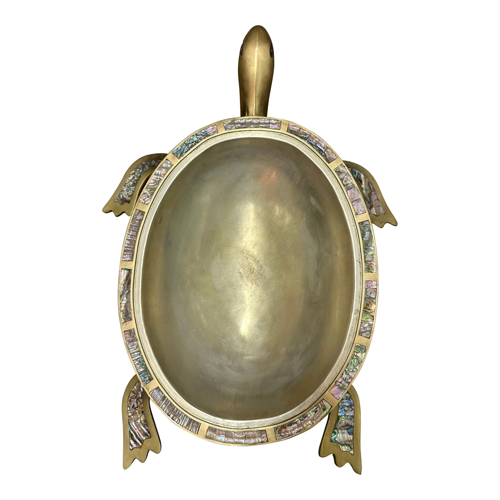 1970s Brass and Abalone Shell Turtle Sculpture Platter (1 of 12)