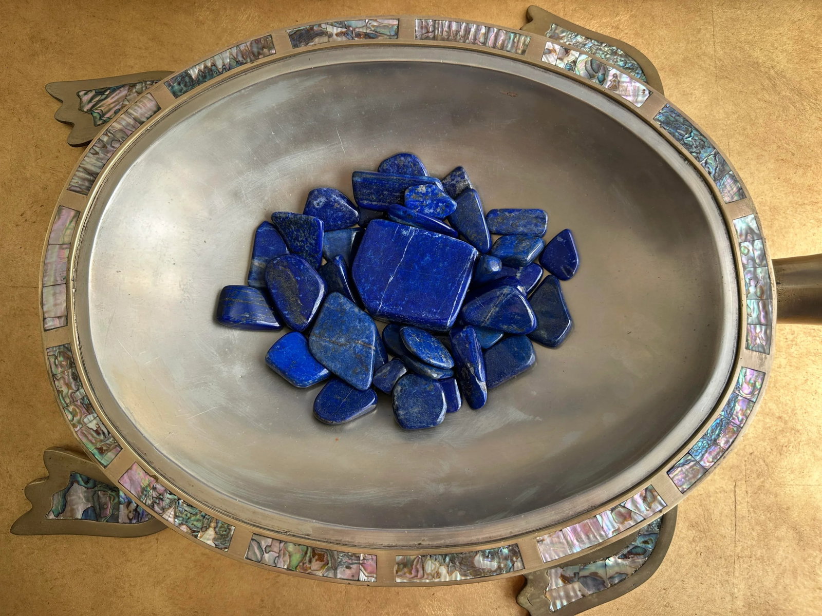 1970s Brass and Abalone Shell Turtle Sculpture Platter - 3
