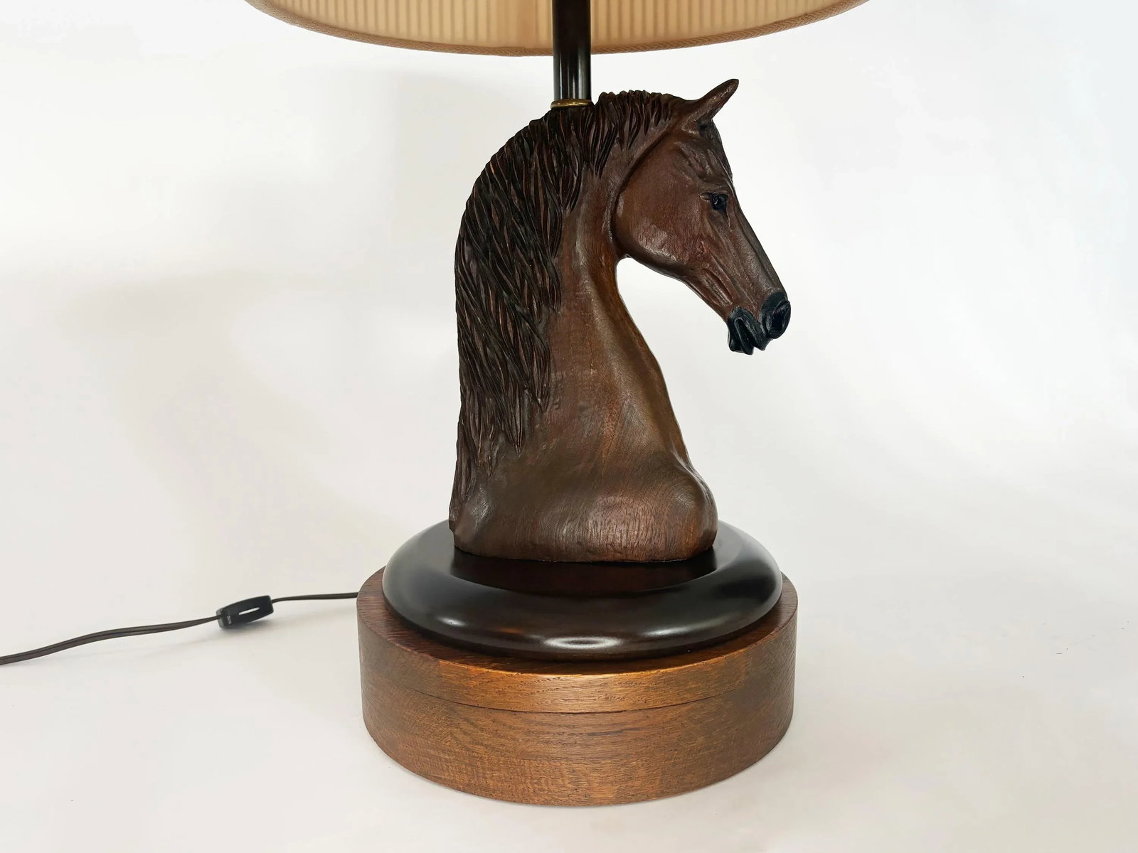 1950s Vintage A. Brandt Ranch Oak Equestrian Carved Horse Table Lamp - 4