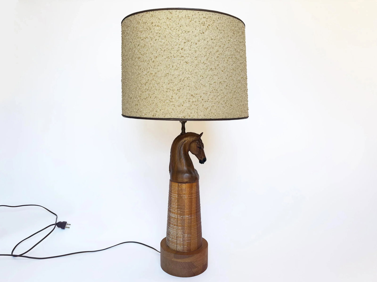 1950s Vintage A. Brandt Ranch Oak Equestrian Carved Horse Table Lamp - 5