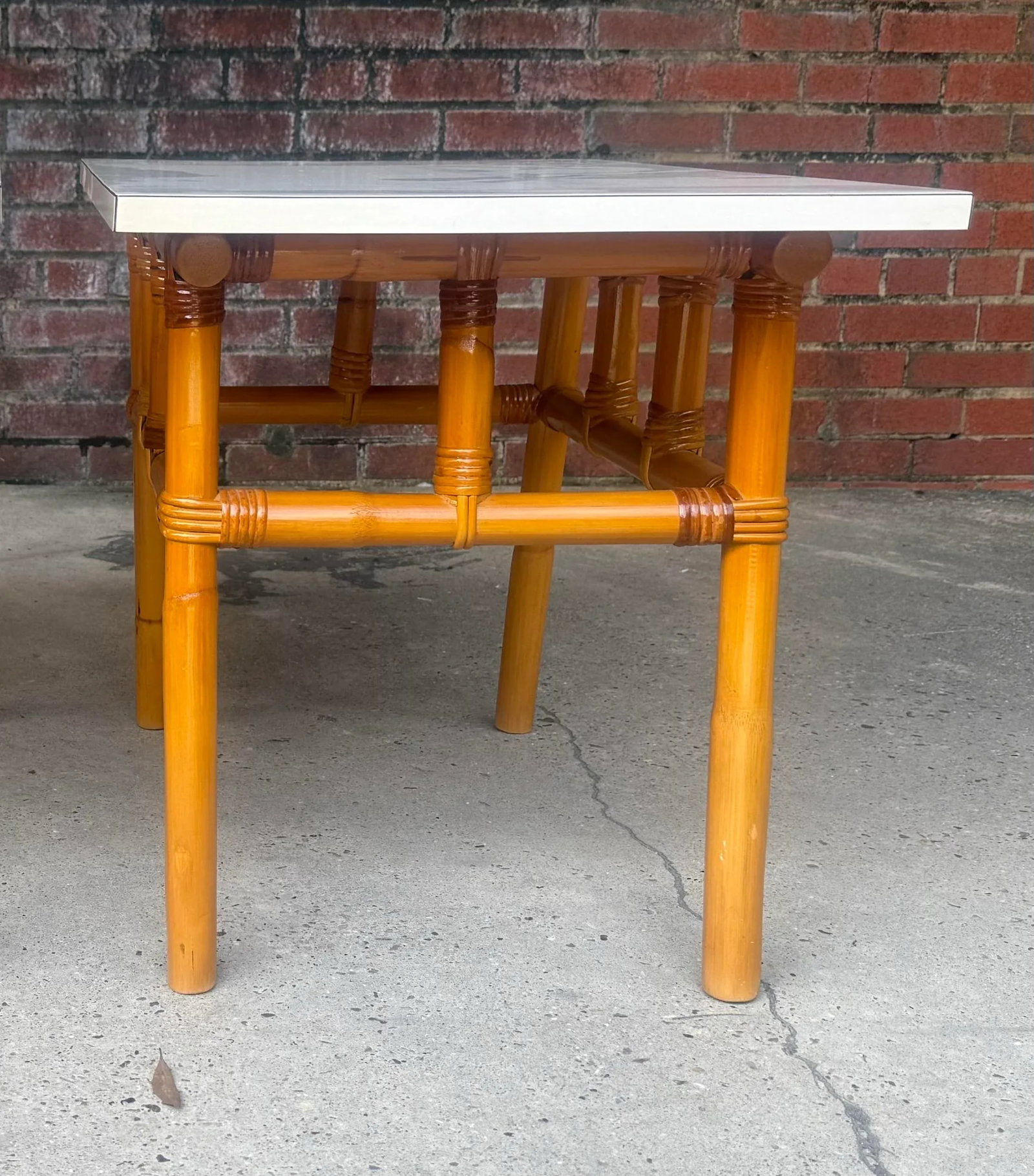 Mid - Century John Wisner for Ficks Reed Style Rattan Side Tables - A Pair - 6