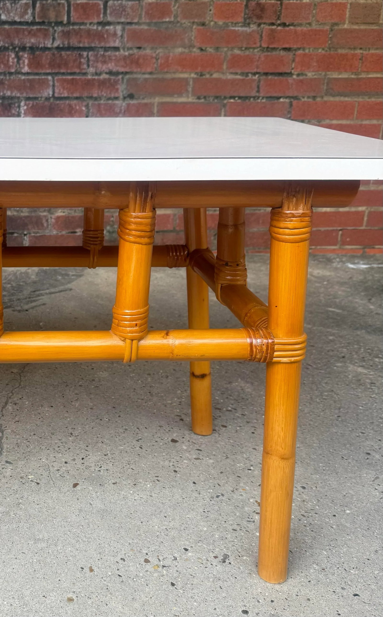 Mid - Century John Wisner for Ficks Reed Style Rattan Side Tables - A Pair - 7