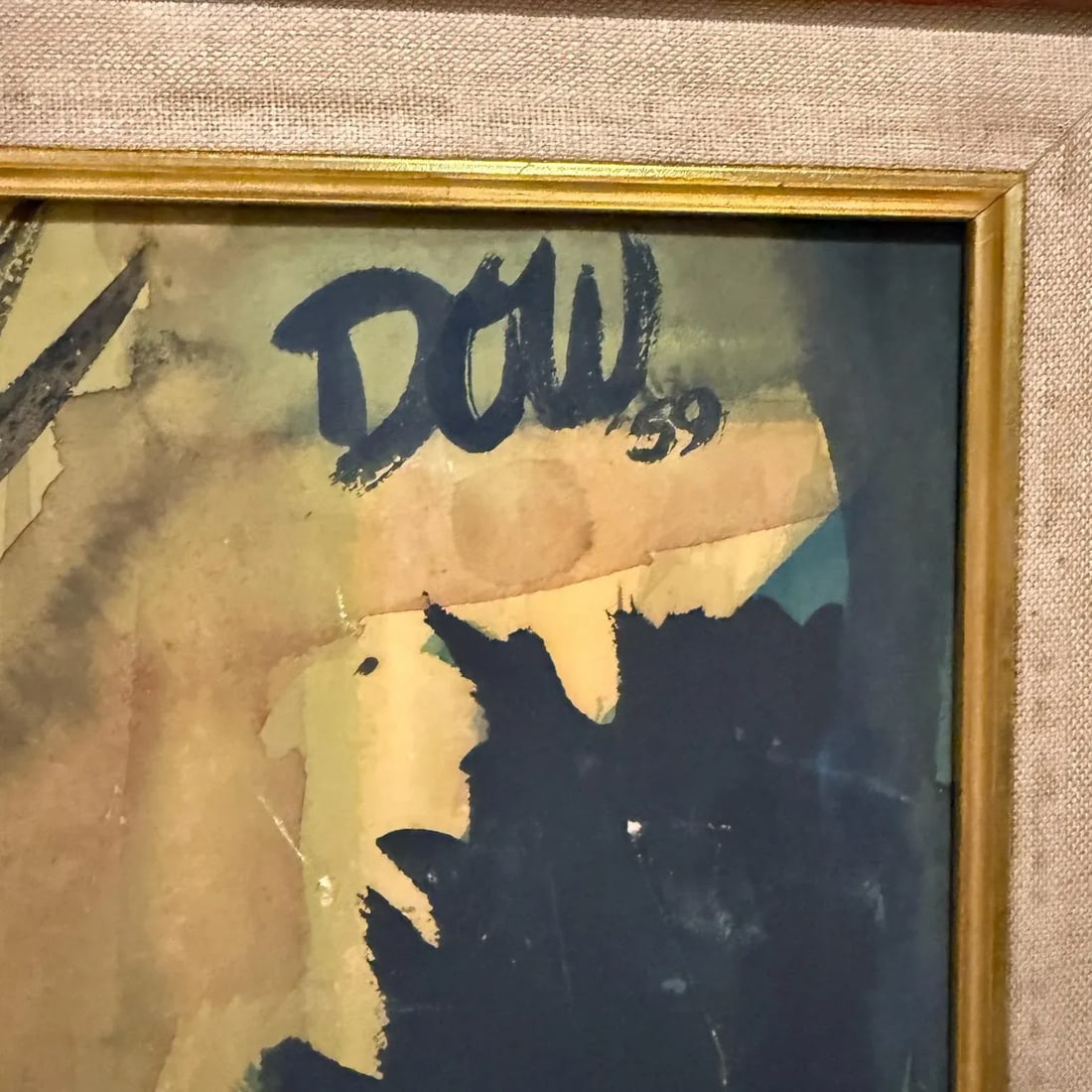 1950s Abstract Watercolor Architectural Painting Signed Dow 59 - 3