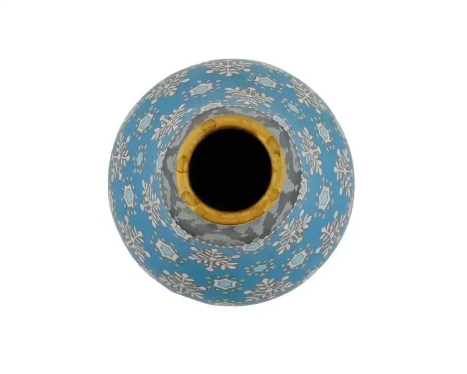 19th Century Chinese Cloisonne Enamel Brass Vase With Snowflakes - 2