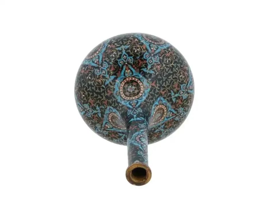 Early 20th Century Chinese Cloisonne Enamel Brass Vase W Foliage Motif - 4