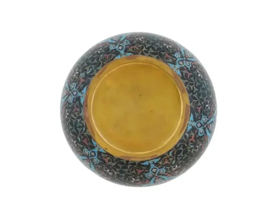 Early 20th Century Chinese Cloisonne Enamel Brass Vase W Foliage Motif - 5