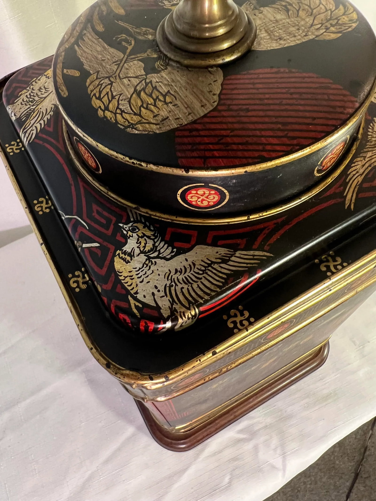Vintage Chinoiserie Tole Tea Tin Canister Table Lamp by Wildwood - 6