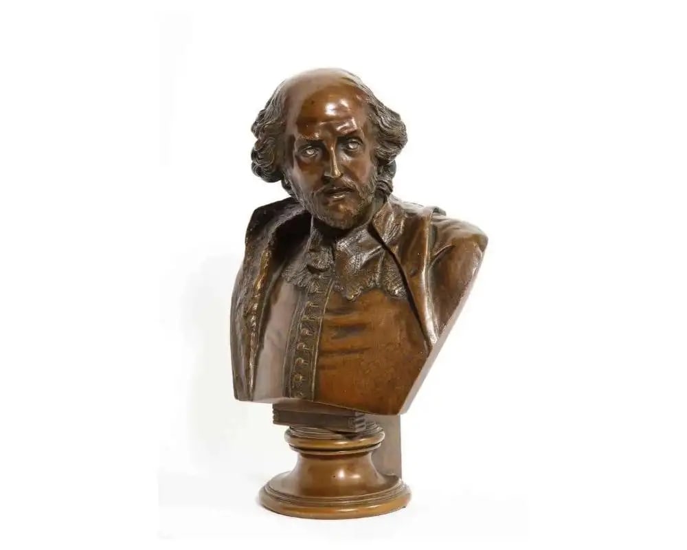 German Bronze Bust of William Shakespeare by Aktien-Gesellschaft Gladenbeck 1890 - 4