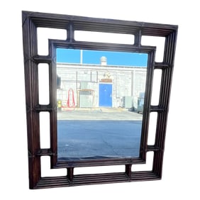 Large 1970s Bamboo Henredon Mirror in the Style of McGuire