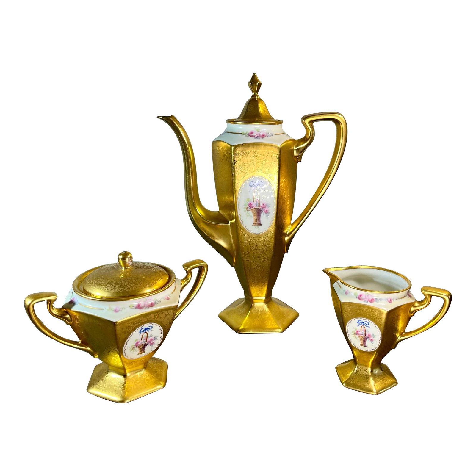 3pc-Antique B & C Limoges (France) Porcelain Coffee Service Set (1 of 12)